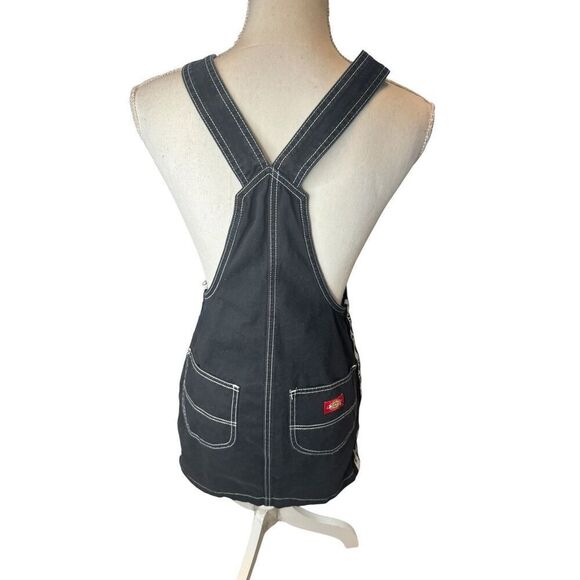 Dickies Black Overall Mini Dress Bib Overall Button Down Y2K Grunge Retro Sz S - Picture 4 of 5